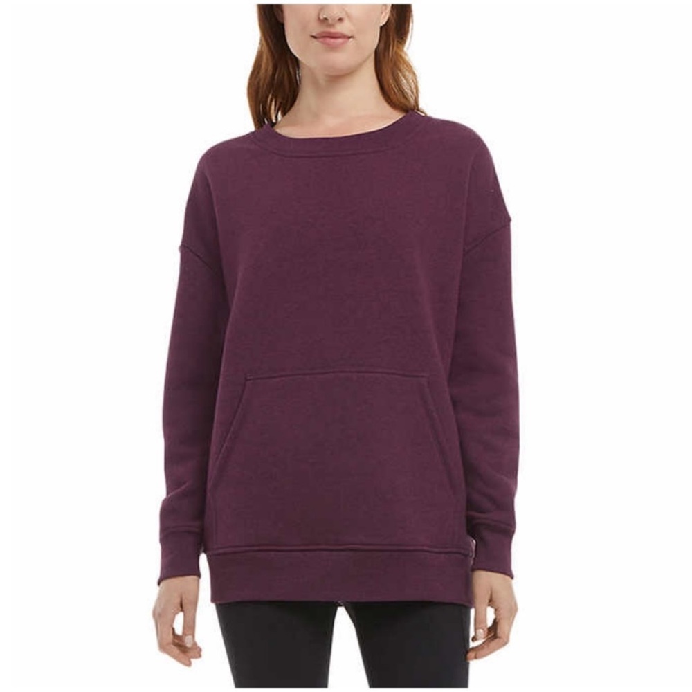 Danskin Ladies Oversized Crewneck Sweatshirt with Pocket PURPLE- size XS winter